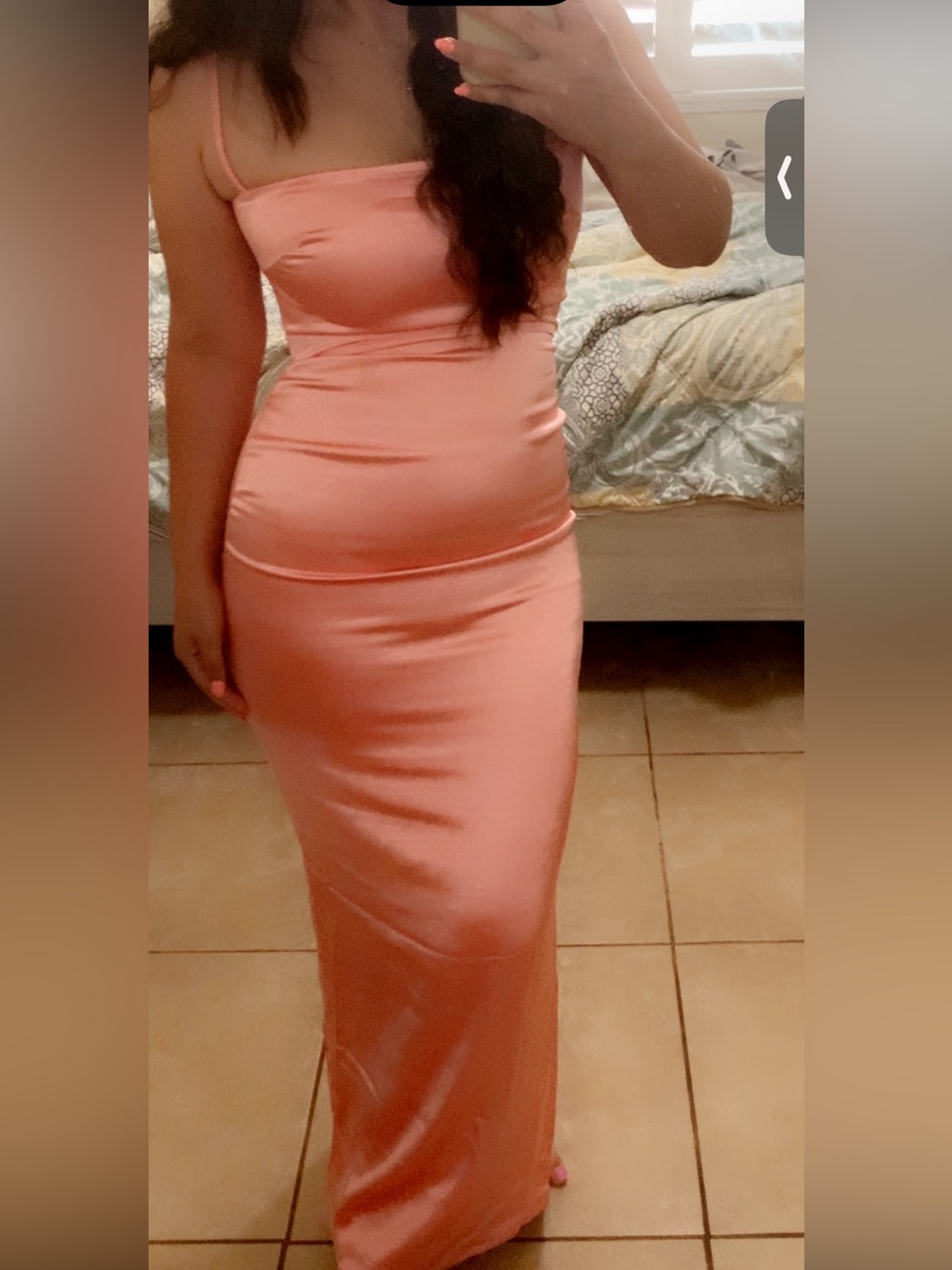 House of CB Satin Coral-Pink Midi Dress